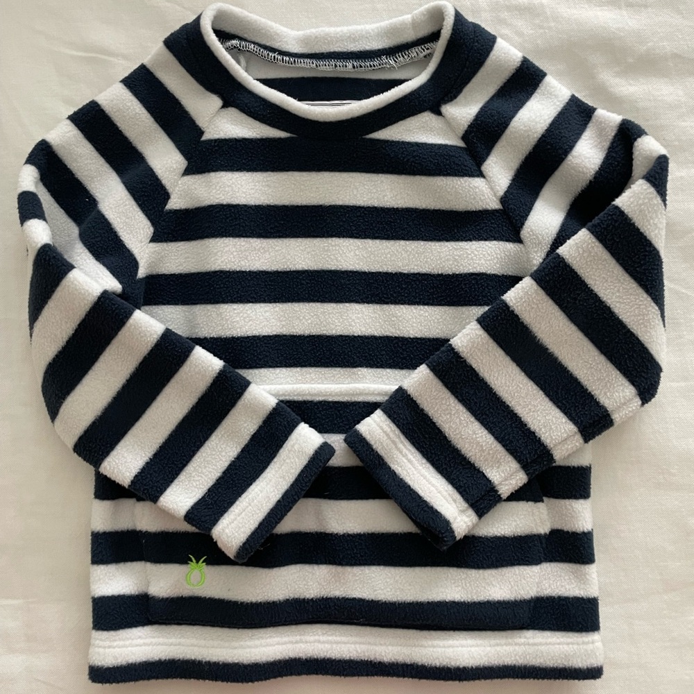 Navy and White Striped Kids Fleece pull over